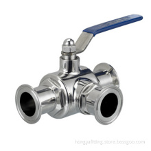 SS304 Sanitary Stainless Clamped Tee Type Ball Valve